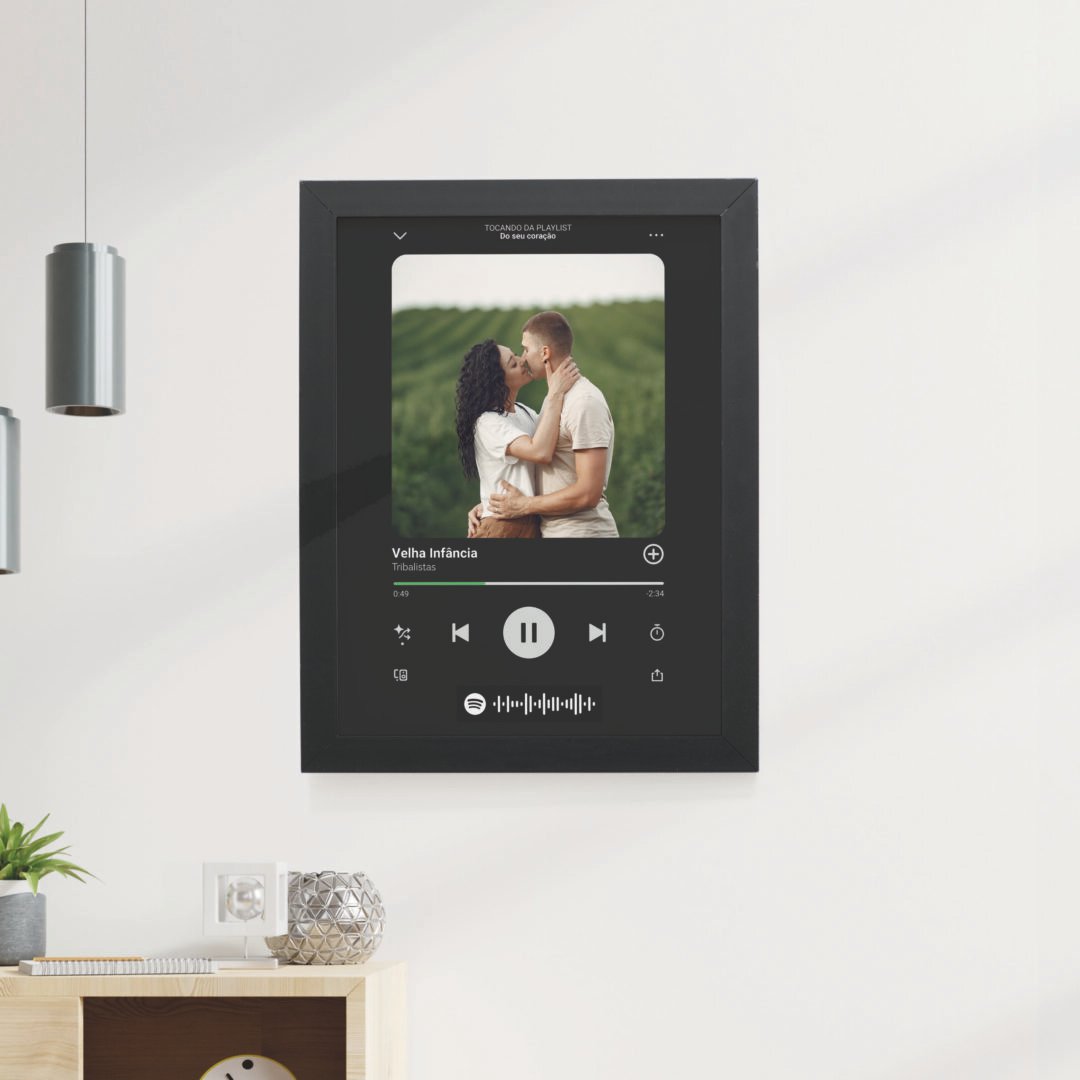 Quadro Decorativo 30x42cm - Namorados - Spotify - Preto