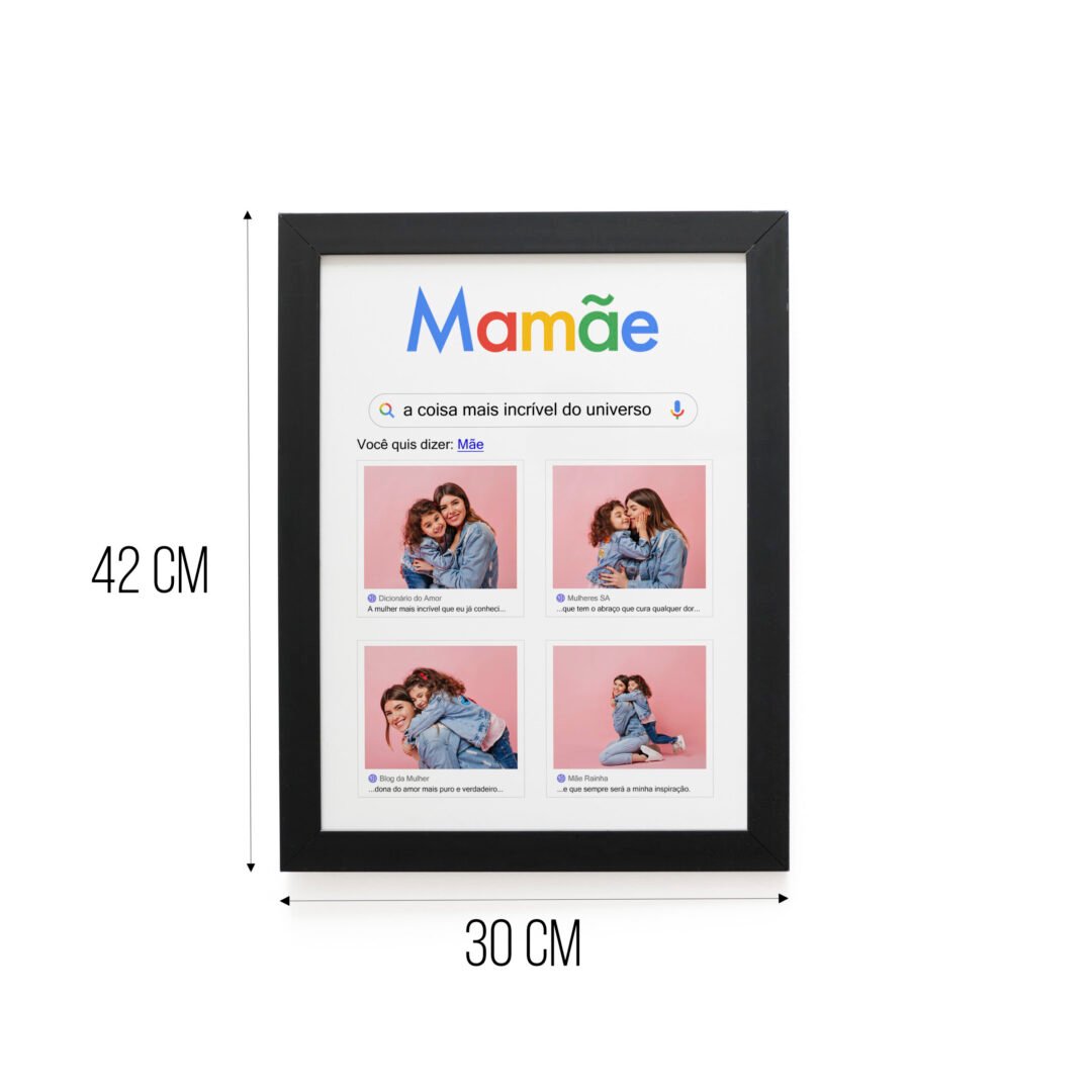 Quadro Decorativo 30x42cm - Dia das Mães - Pesquisa Mãe
