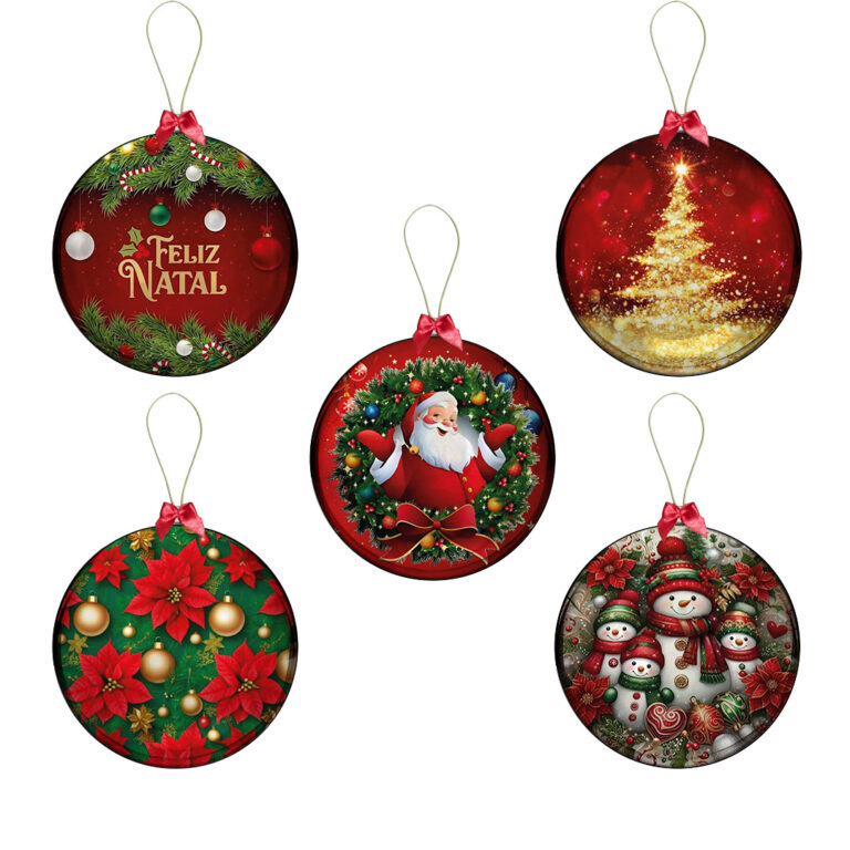 Bolas de Natal – 05 Unidades – Natal – Clássico