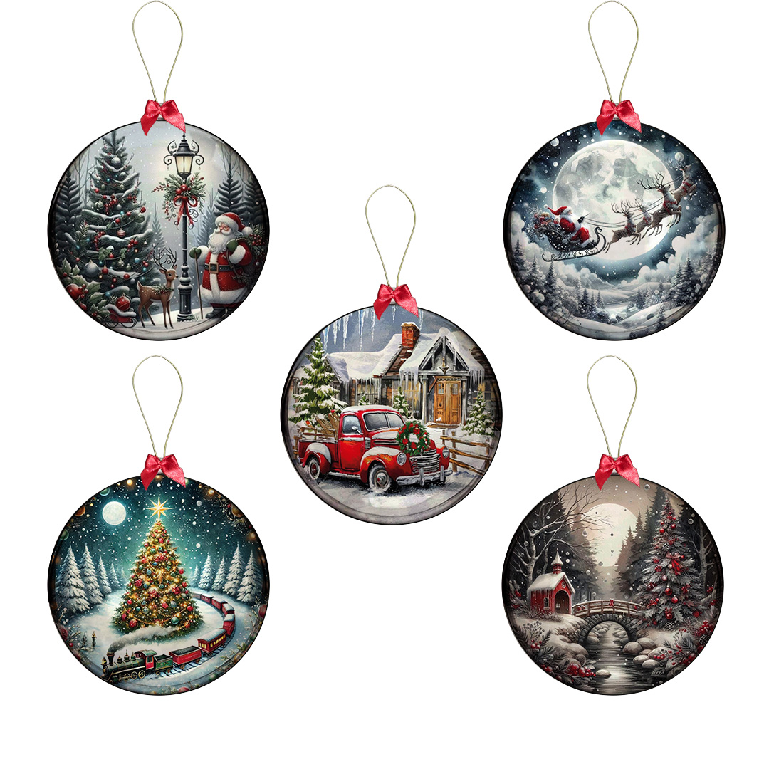Bolas de Natal – 05 Unidades – Natal – Neve