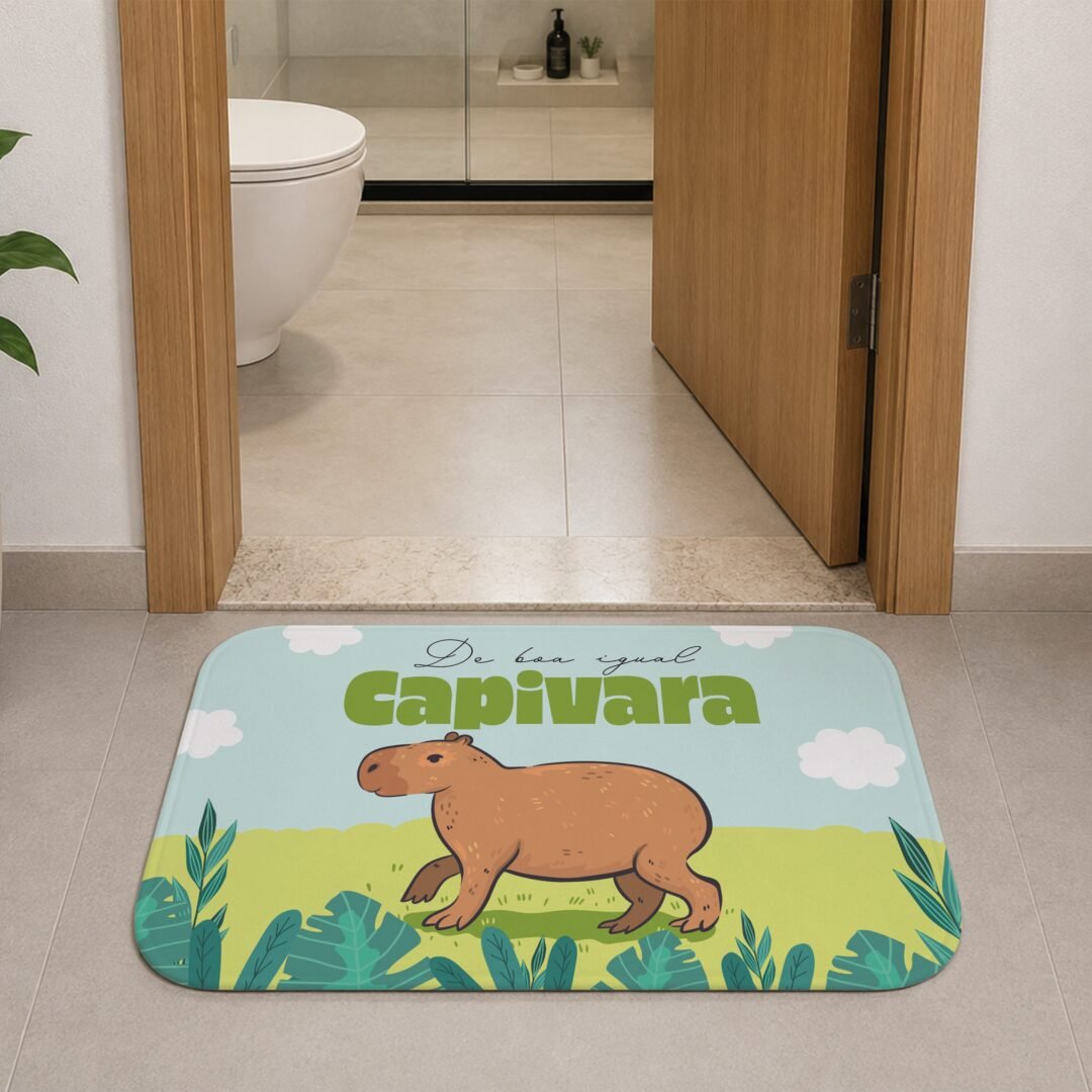 Tapete de Porta 60x40cm - Capivara -De Boa Igual Capivara