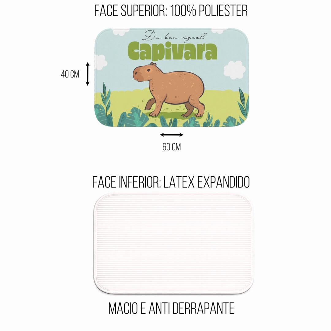 Tapete de Porta 60x40cm - Capivara -De Boa Igual Capivara
