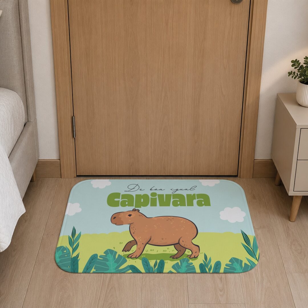 Tapete de Porta 60x40cm - Capivara -De Boa Igual Capivara