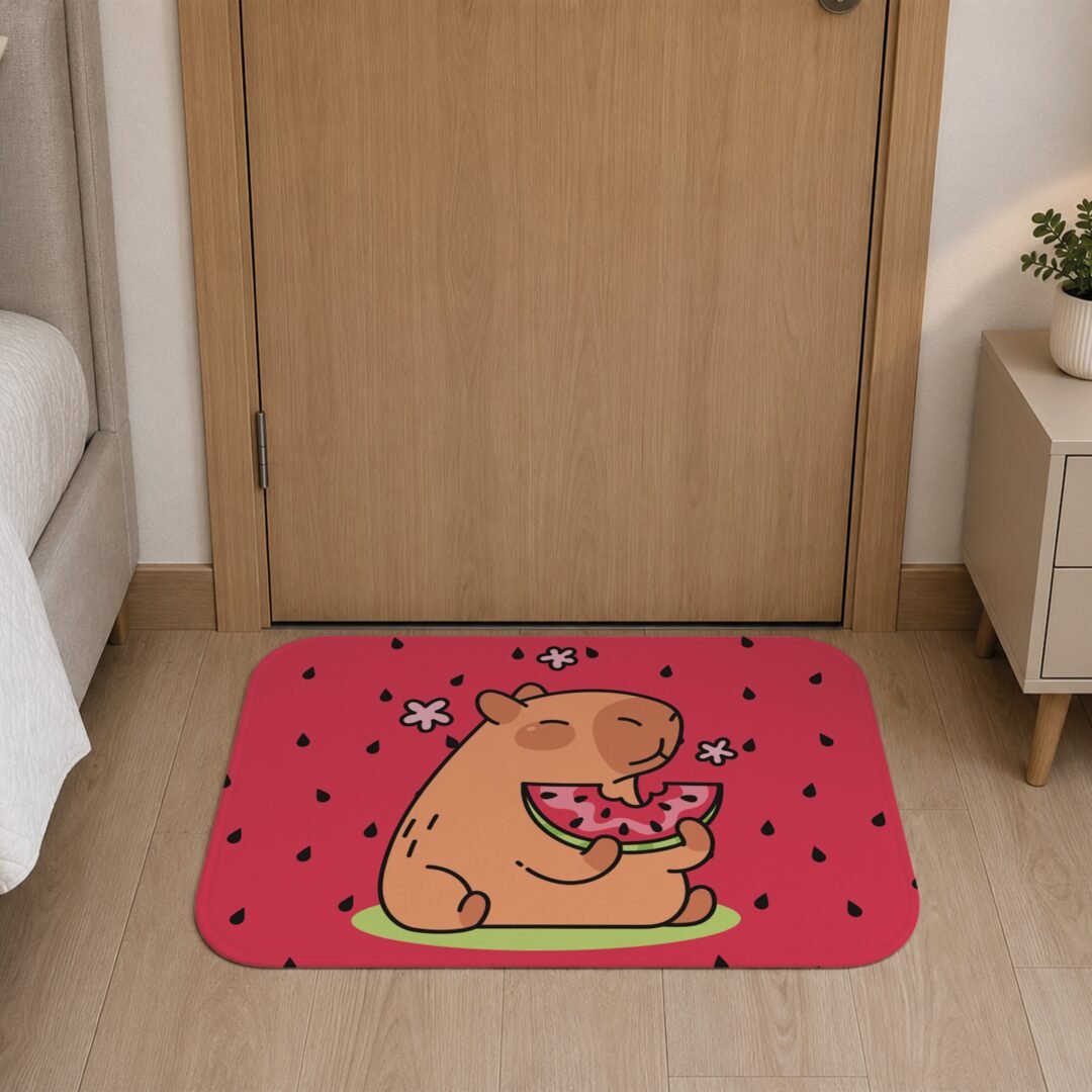 Tapete de Porta 60x40cm - Capivara - Melancia