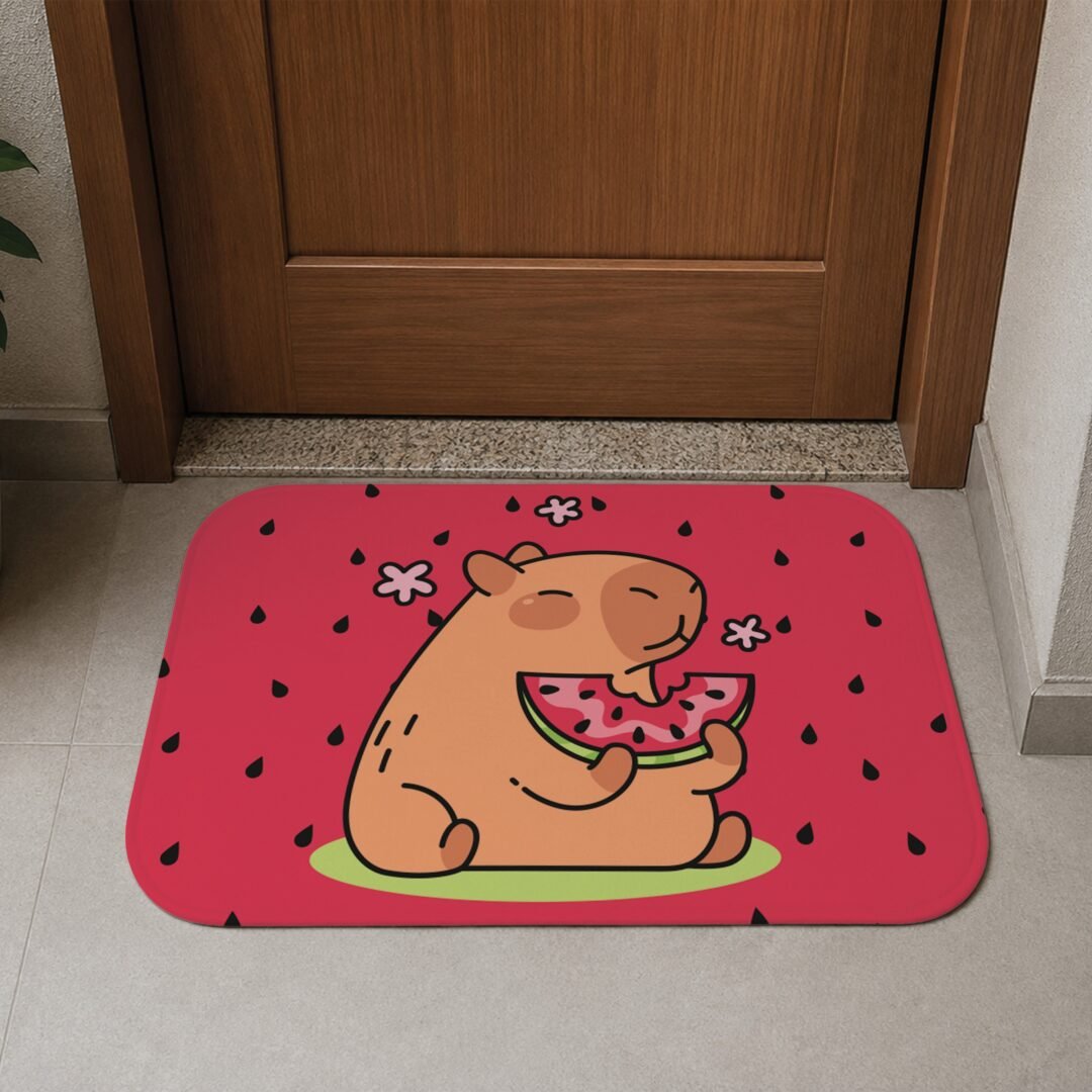 Tapete de Porta 60x40cm - Capivara - Melancia
