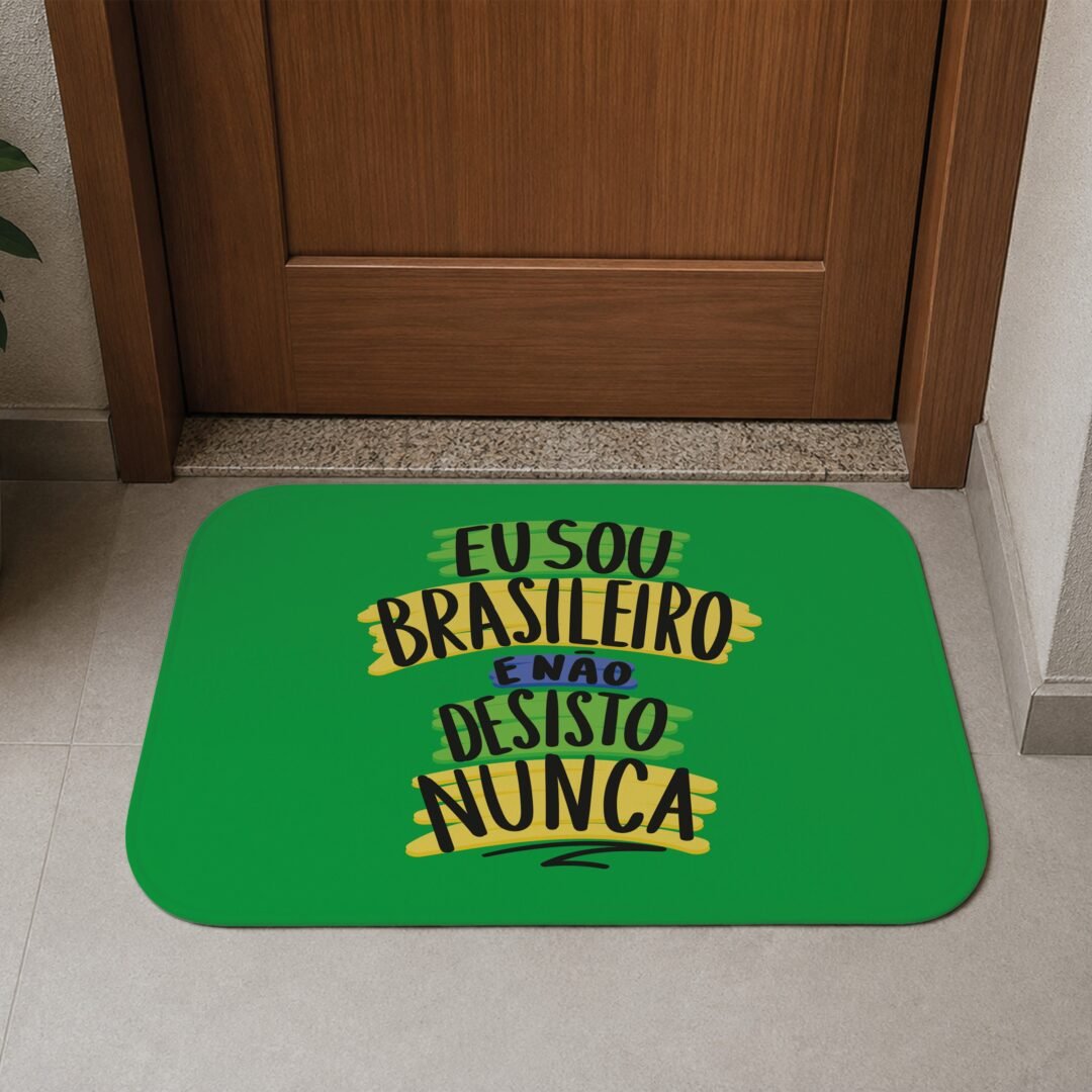 Tapete de Porta 60x40cm - Não Desisto Nunca - Verde