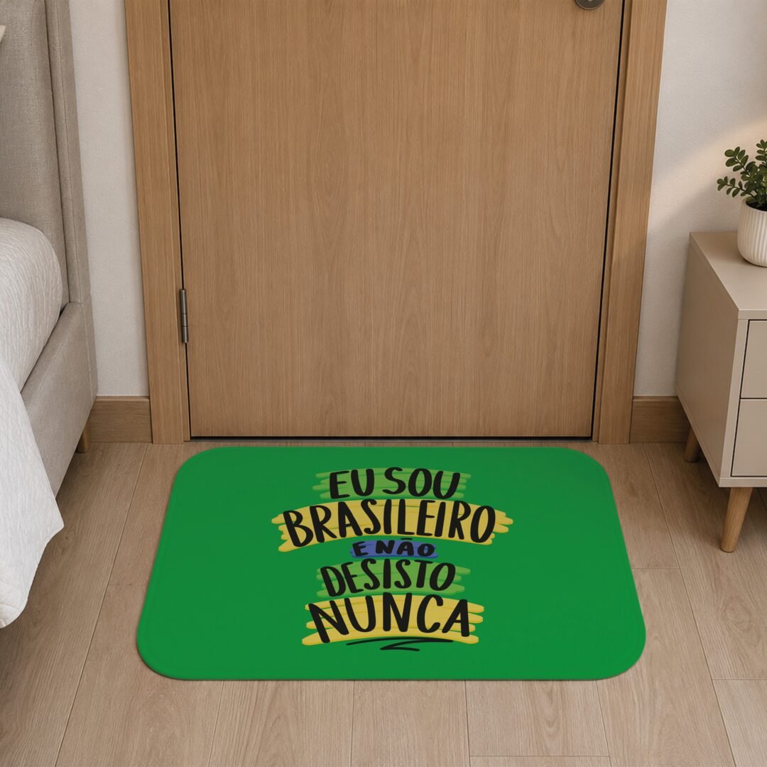 Tapete de Porta 60x40cm - Não Desisto Nunca - Verde