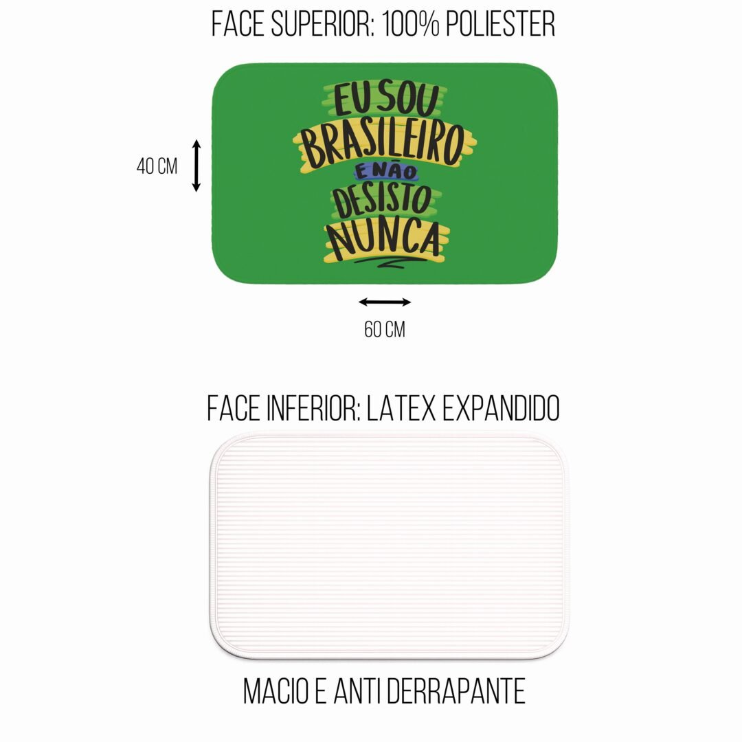 Tapete de Porta 60x40cm - Não Desisto Nunca - Verde