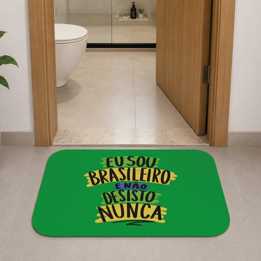 Tapete de Porta 60x40cm - Não Desisto Nunca - Verde