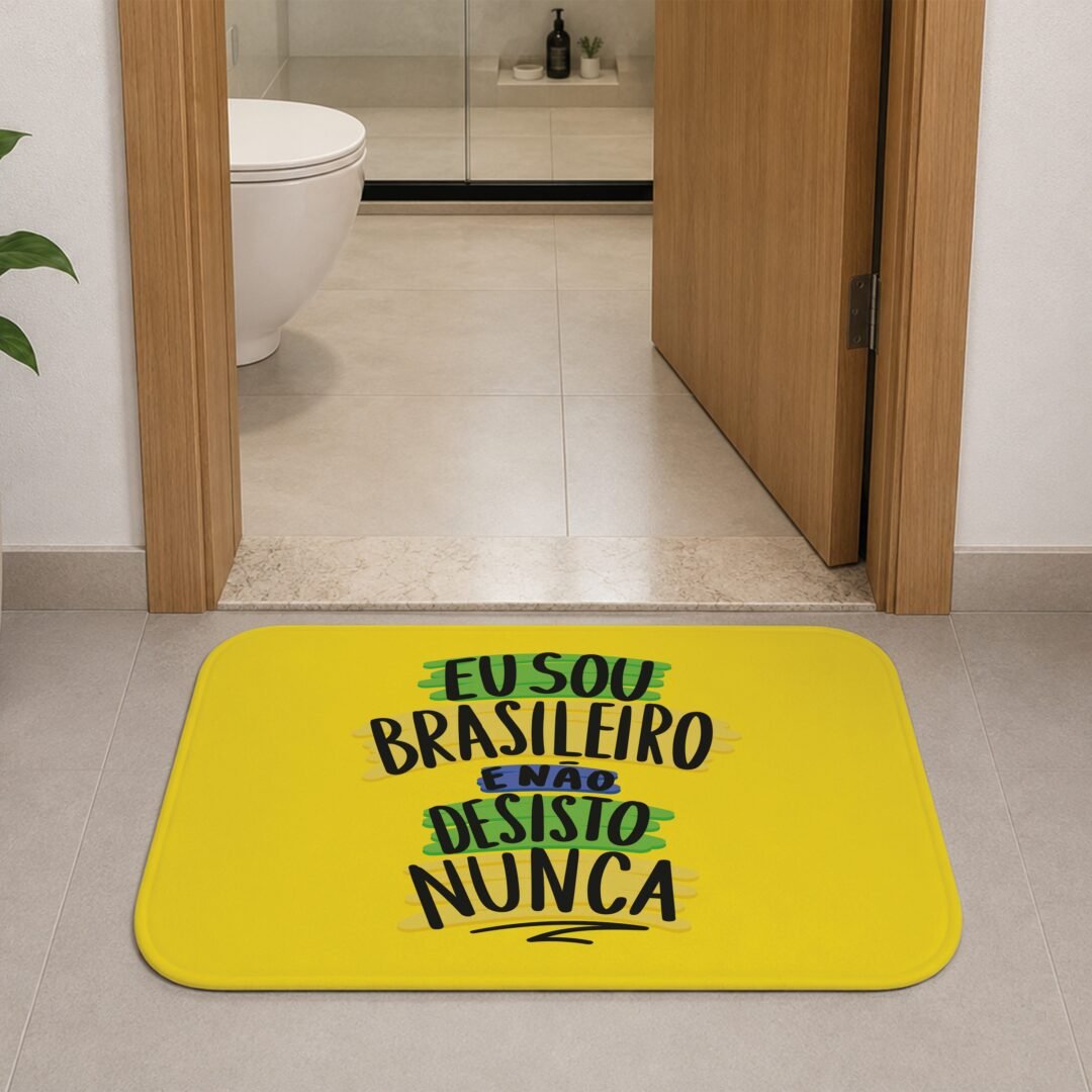 Tapete de Porta 60x40cm - Não Desisto Nunca - Amarelo