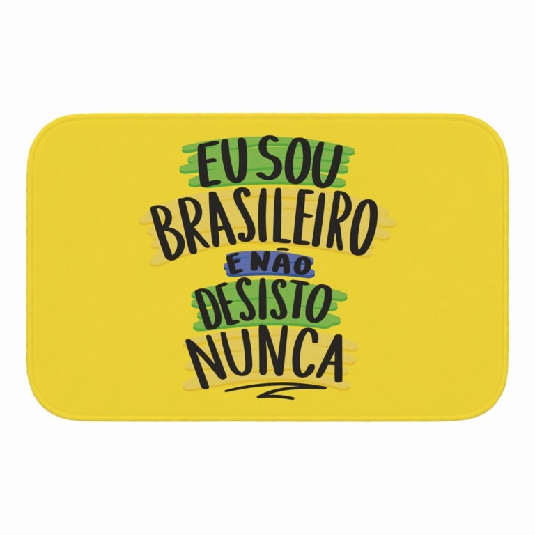 Tapete de Porta 60x40cm – Não Desisto Nunca – Amarelo