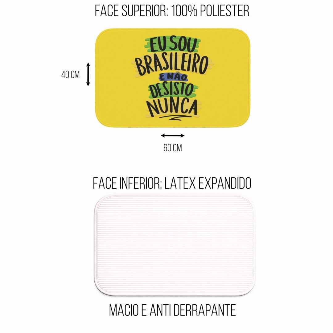 Tapete de Porta 60x40cm - Não Desisto Nunca - Amarelo