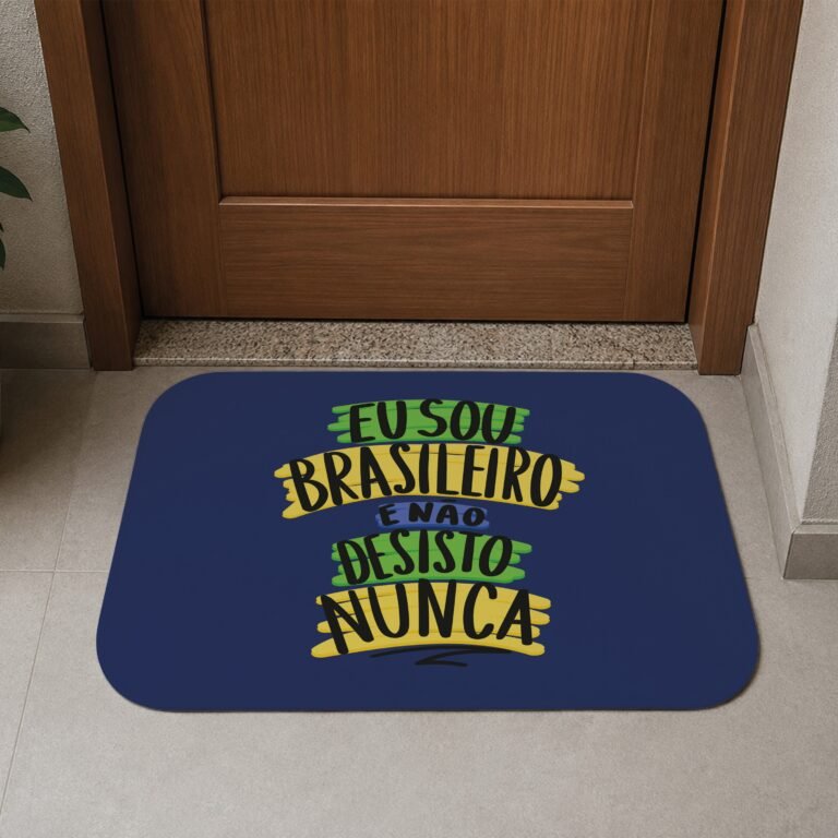 Tapete de Porta 60x40cm – Não Desisto Nunca – Azul