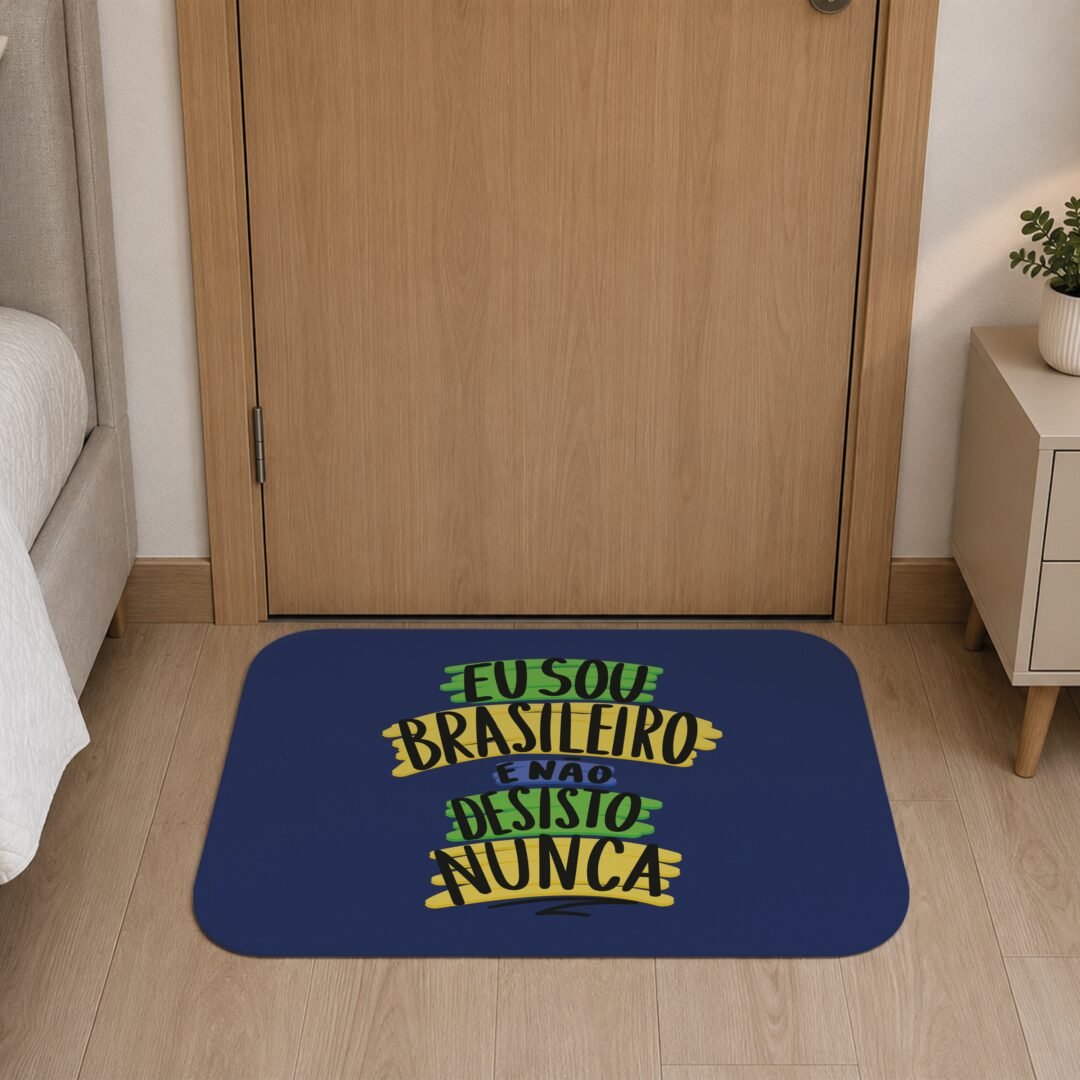 Tapete de Porta 60x40cm - Não Desisto Nunca - Azul