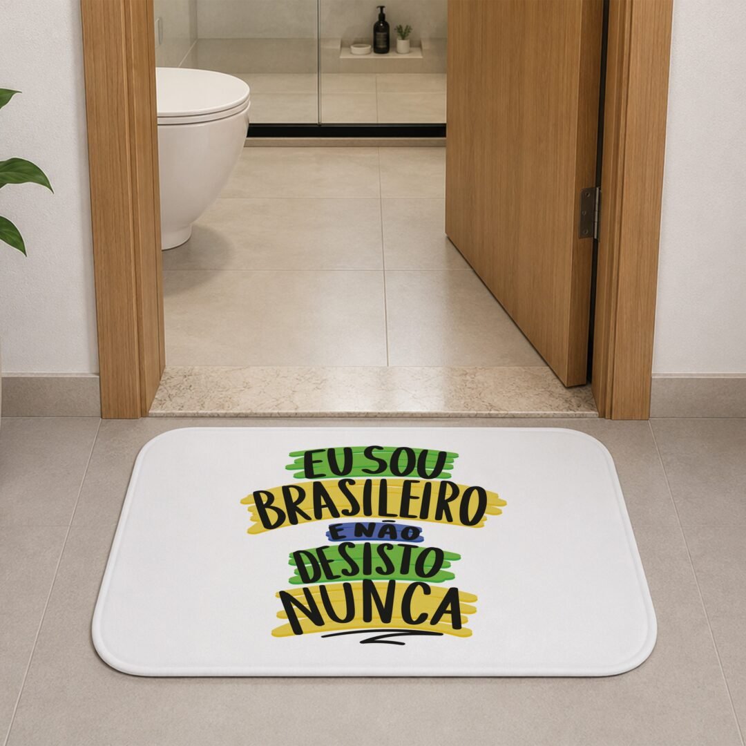 Tapete de Porta 60x40cm - Não Desisto Nunca - Branco