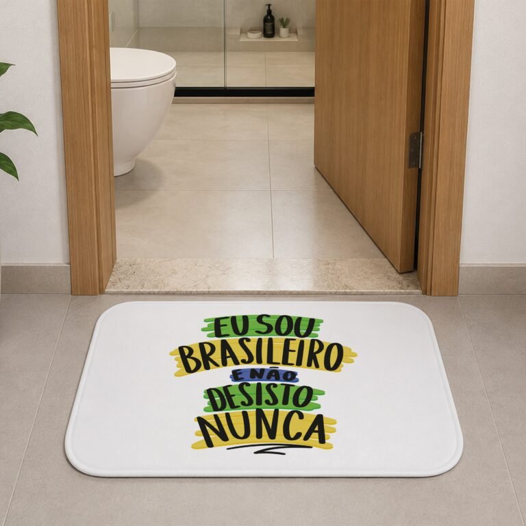 Tapete de Porta 60x40cm – Não Desisto Nunca – Branco