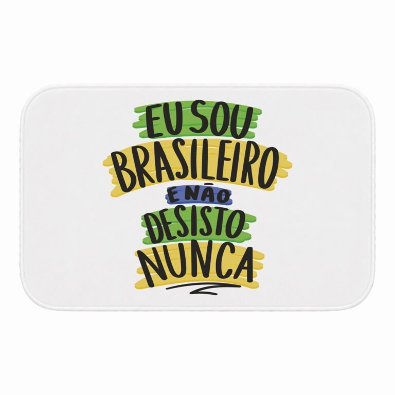 Tapete de Porta 60x40cm – Não Desisto Nunca – Branco