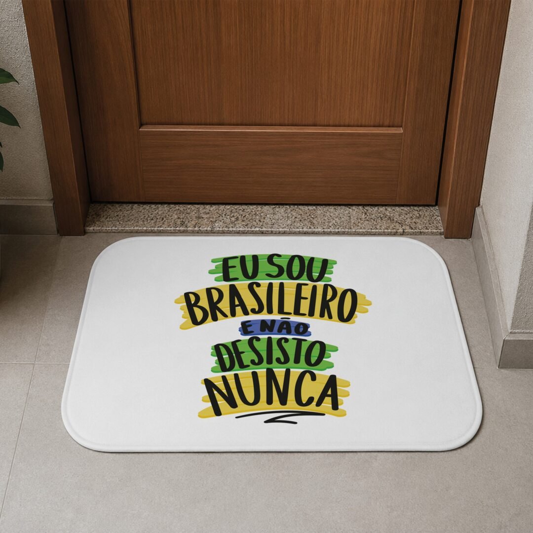 Tapete de Porta 60x40cm - Não Desisto Nunca - Branco