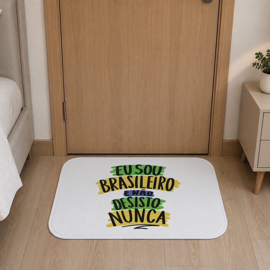 Tapete de Porta 60x40cm - Não Desisto Nunca - Branco