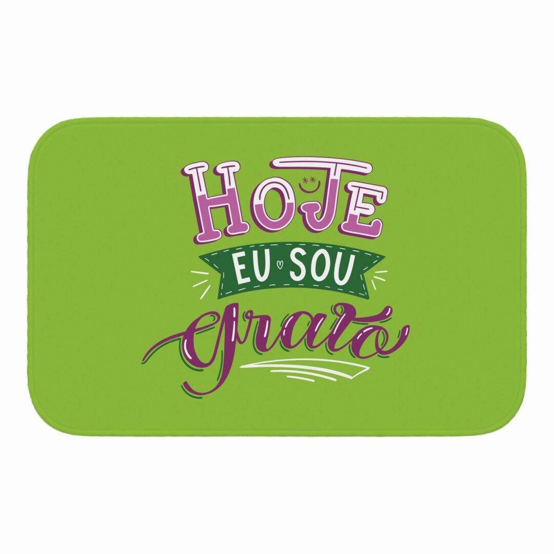 Tapete de Porta 60x40cm - Hoje Eu Sou Grato - Verde