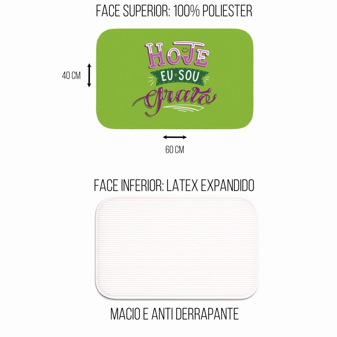 Tapete de Porta 60x40cm - Hoje Eu Sou Grato - Verde