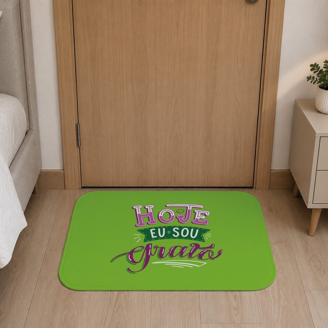 Tapete de Porta 60x40cm - Hoje Eu Sou Grato - Verde