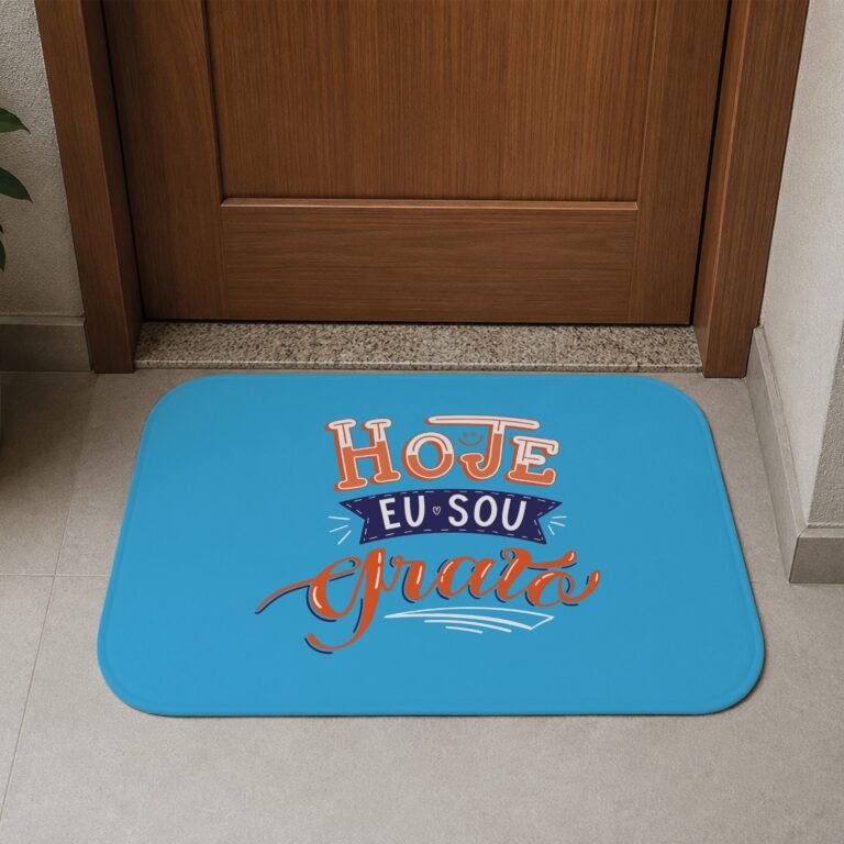 Tapete de Porta 60x40cm – Hoje Eu Sou Grato – Azul