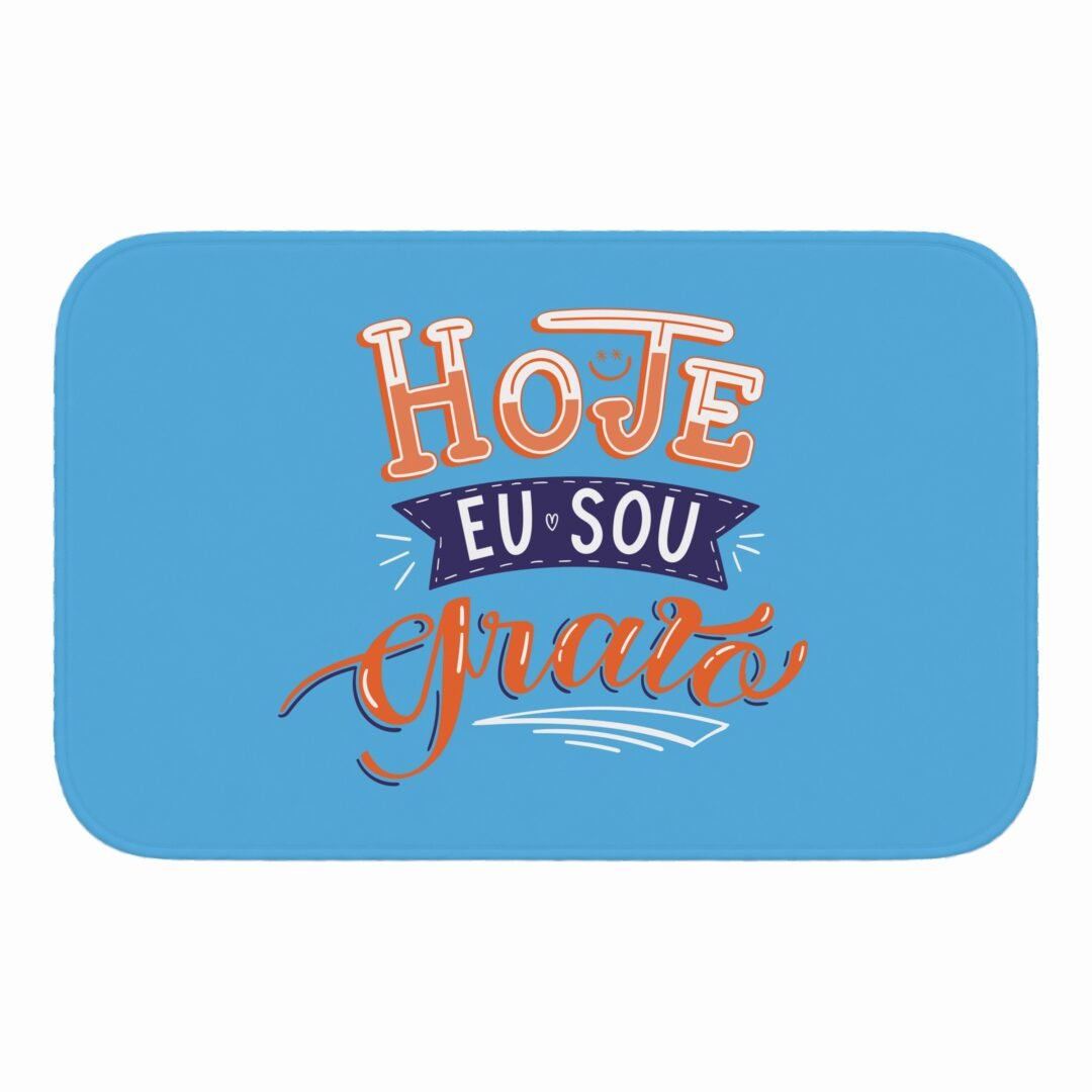 Tapete de Porta 60x40cm - Hoje Eu Sou Grato - Azul