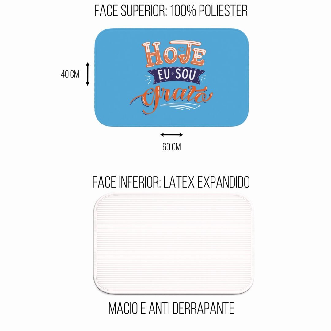 Tapete de Porta 60x40cm - Hoje Eu Sou Grato - Azul