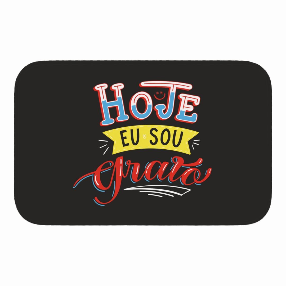 Tapete de Porta 60x40cm - Hoje Eu Sou Grato - Preto