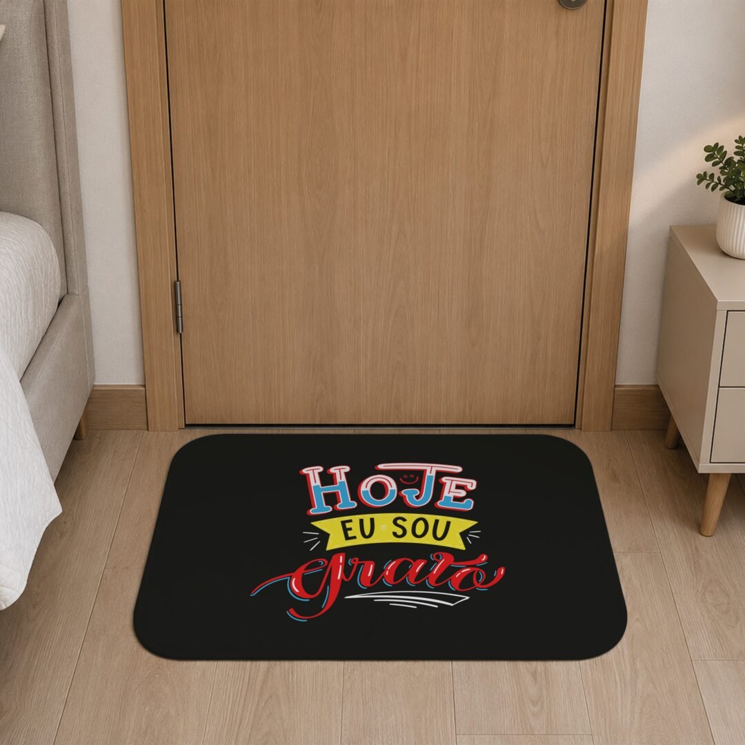 Tapete de Porta 60x40cm - Hoje Eu Sou Grato - Preto