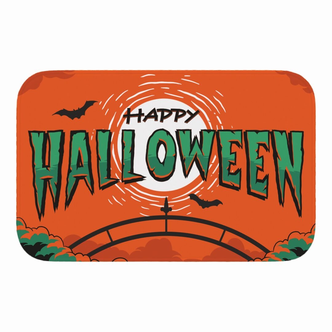 Tapete de Porta 60x40cm - Happy Halloween - Laranja