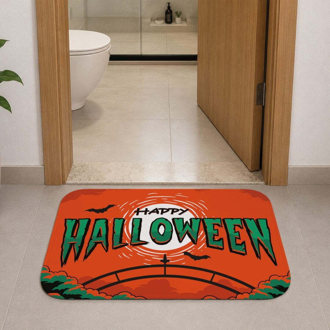 Tapete de Porta 60x40cm - Happy Halloween - Laranja