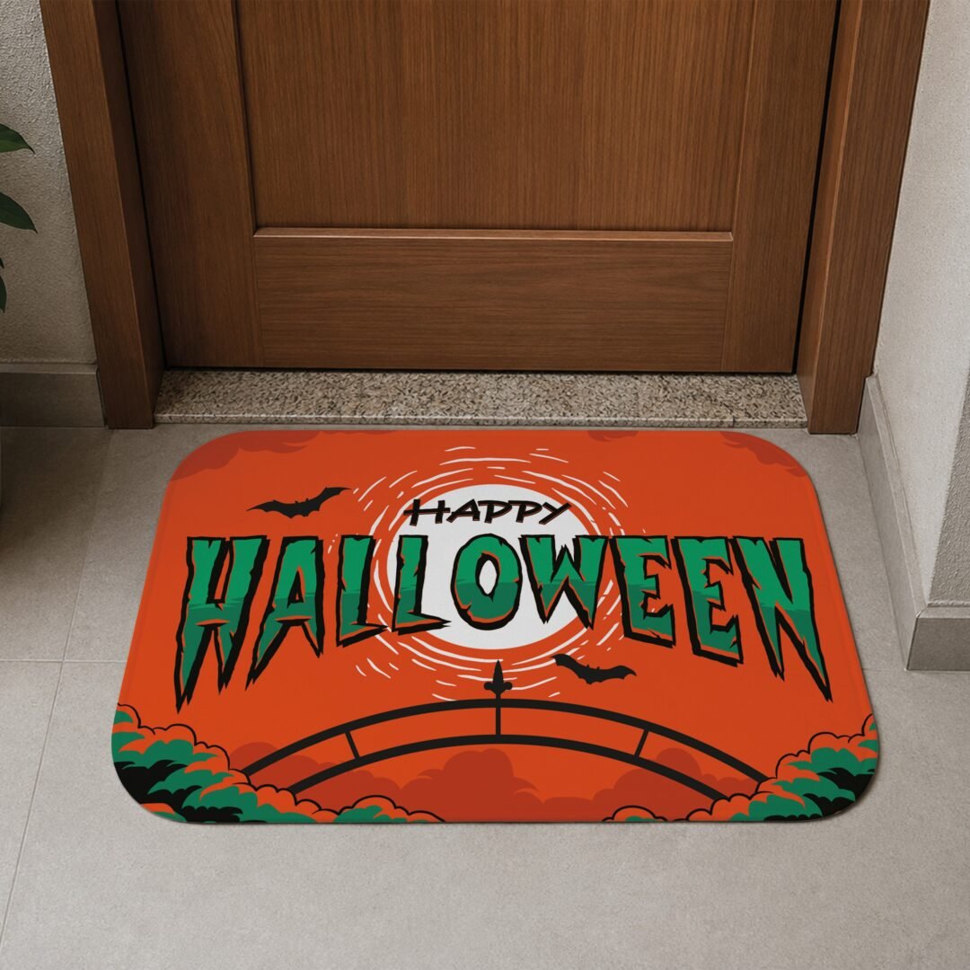 Tapete de Porta 60x40cm - Happy Halloween - Laranja