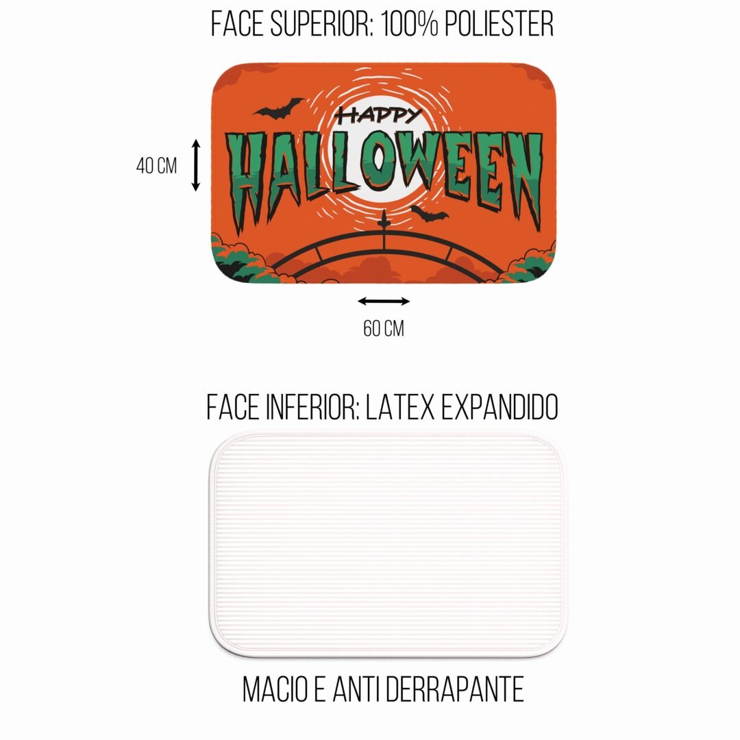Tapete de Porta 60x40cm - Happy Halloween - Laranja