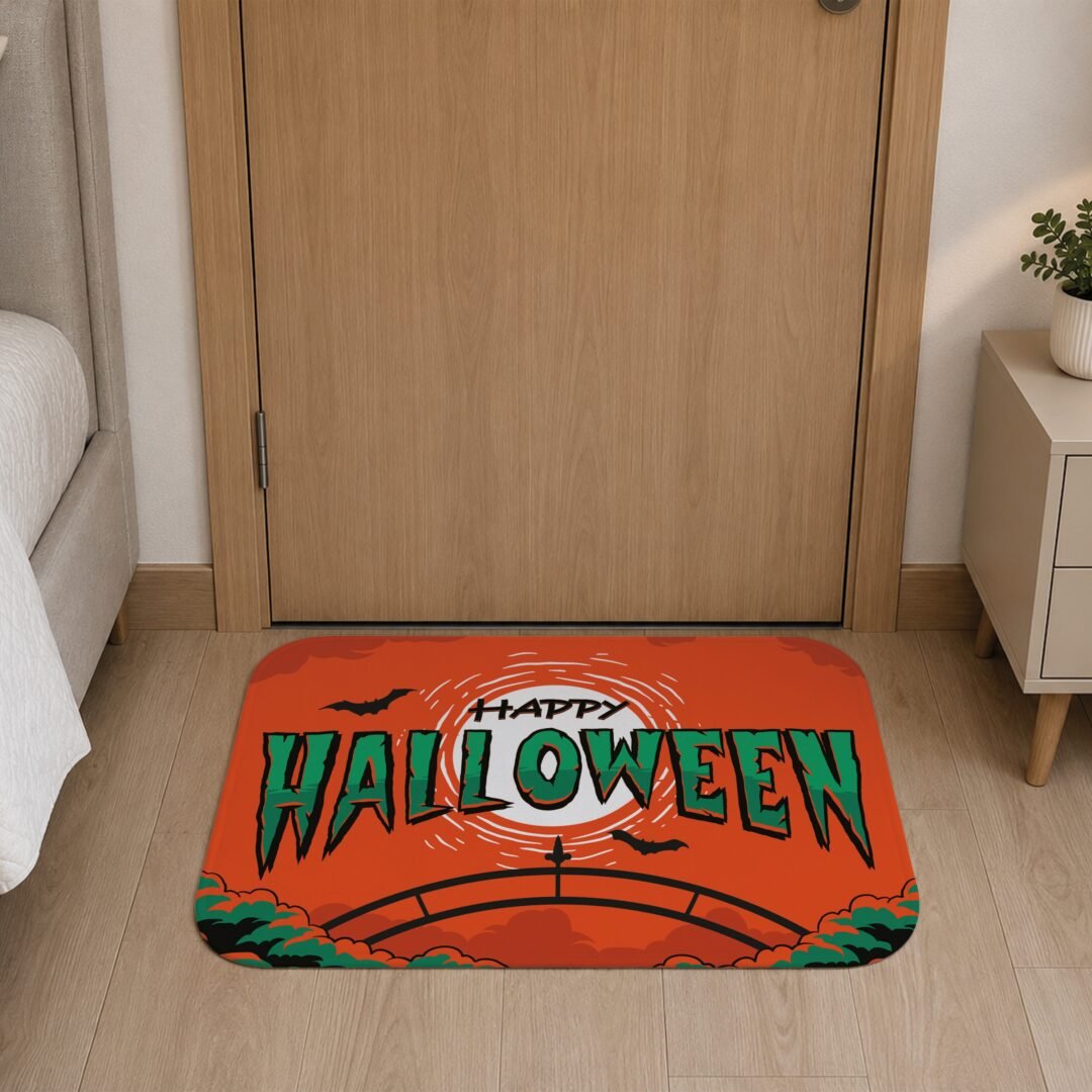 Tapete de Porta 60x40cm - Happy Halloween - Laranja