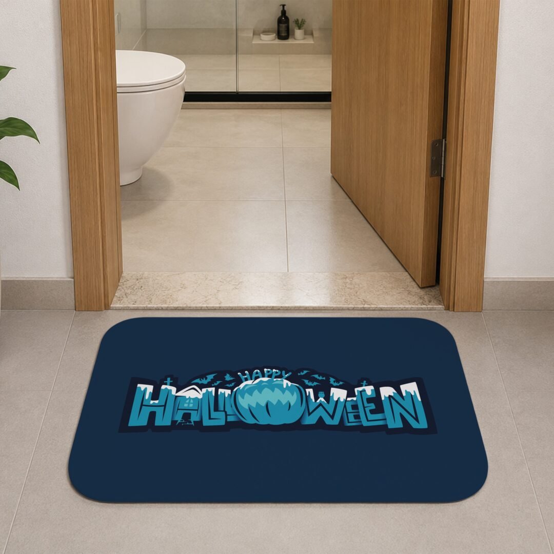 Tapete de Porta 60x40cm - Happy Halloween - Azul