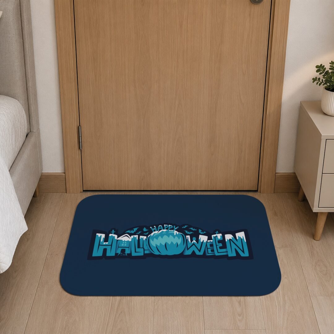 Tapete de Porta 60x40cm - Happy Halloween - Azul