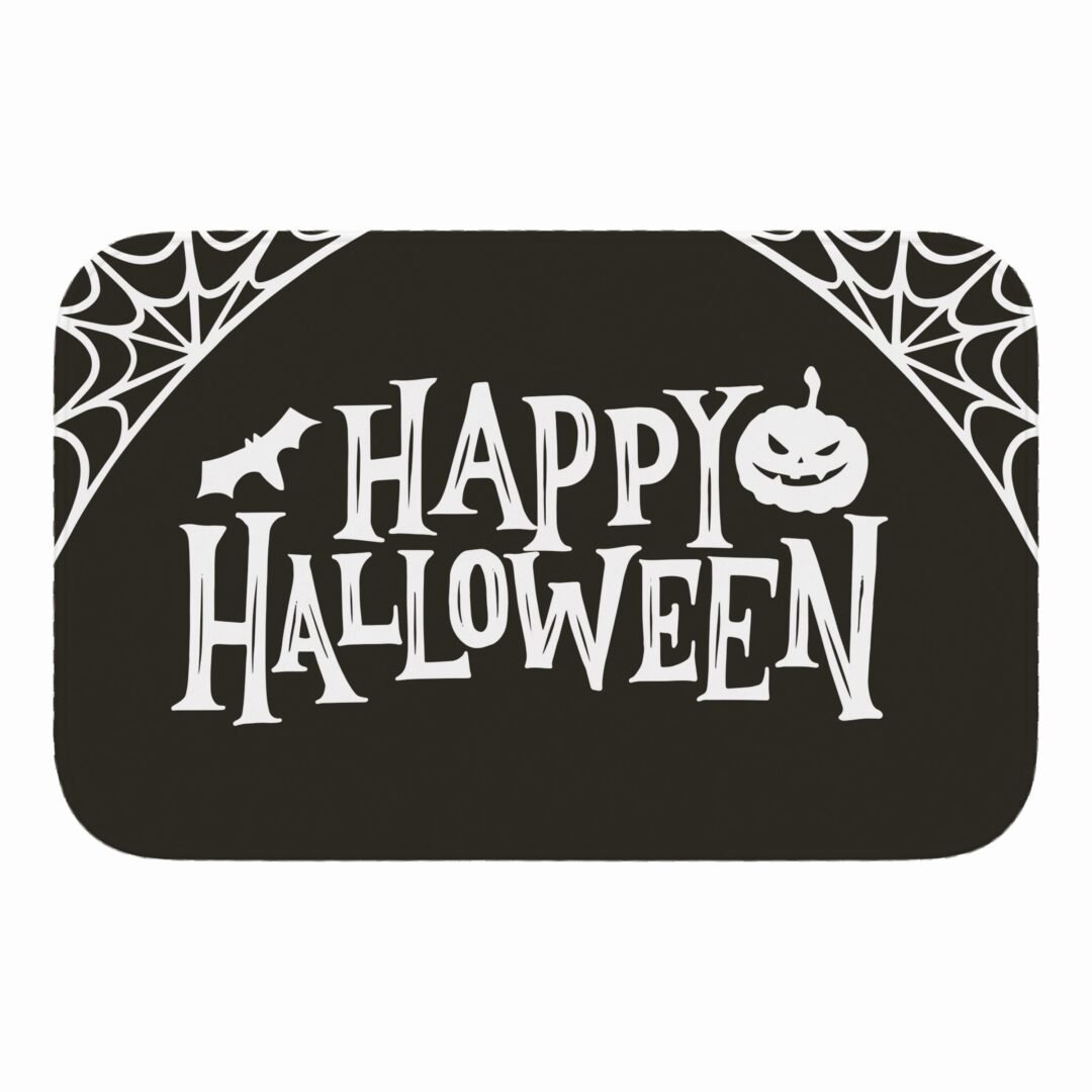Tapete de Porta 60x40cm - Happy Halloween - Preto