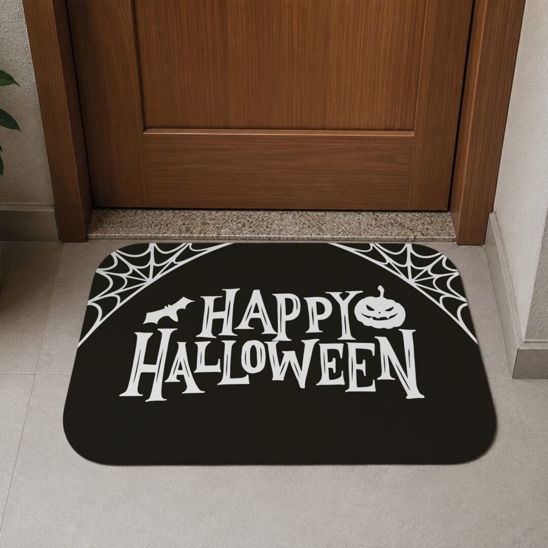 Tapete de Porta 60x40cm - Happy Halloween - Preto