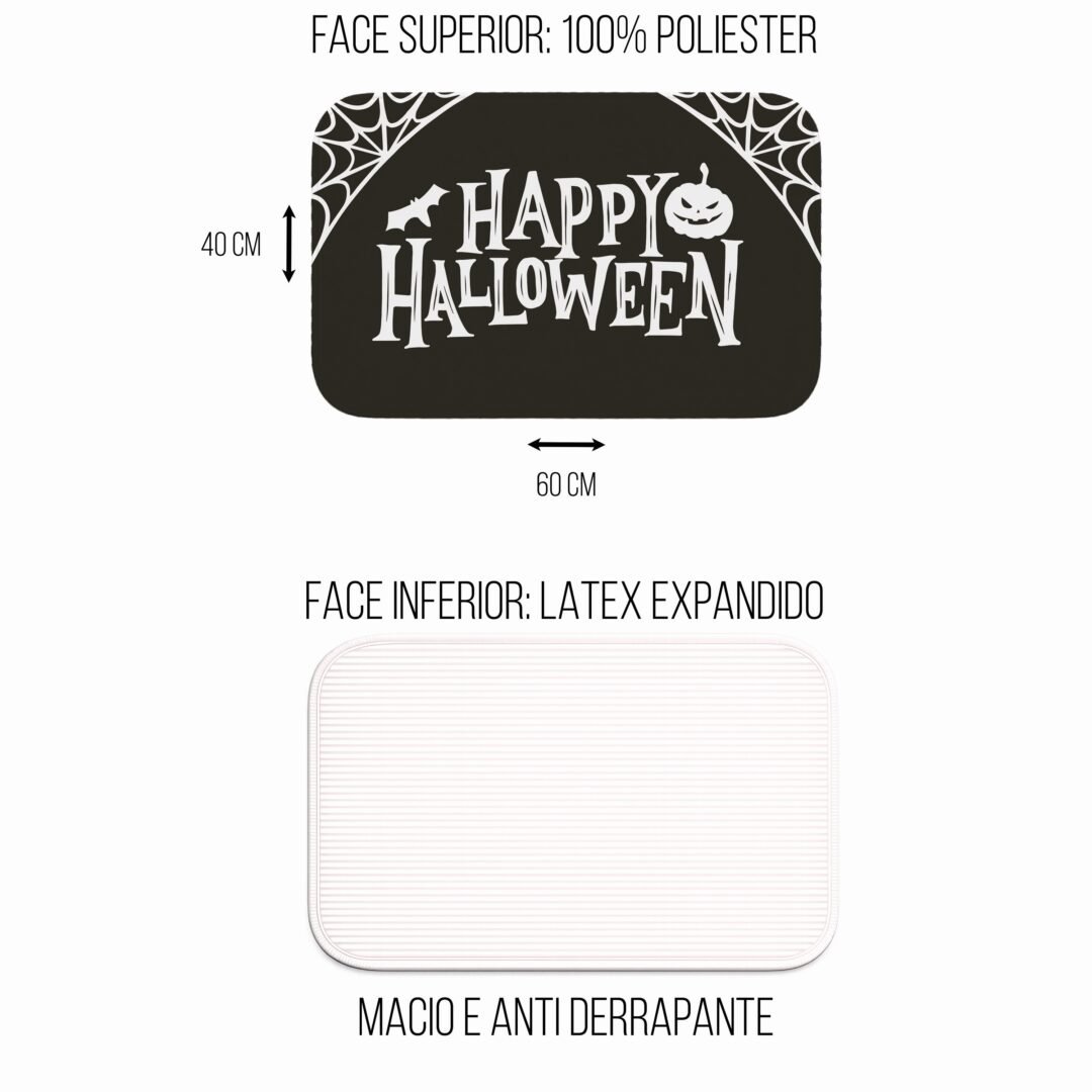 Tapete de Porta 60x40cm - Happy Halloween - Preto