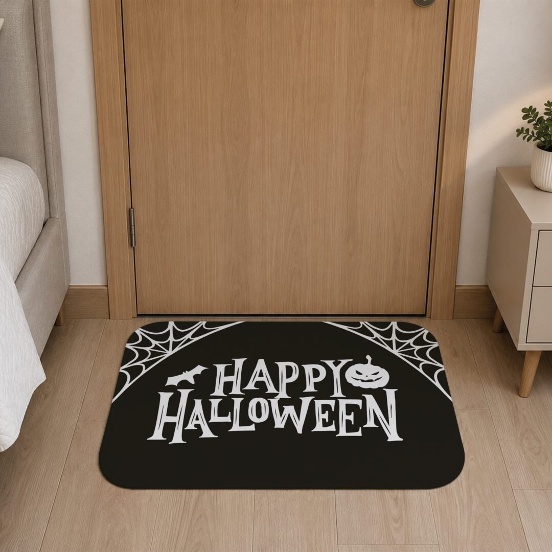 Tapete de Porta 60x40cm - Happy Halloween - Preto