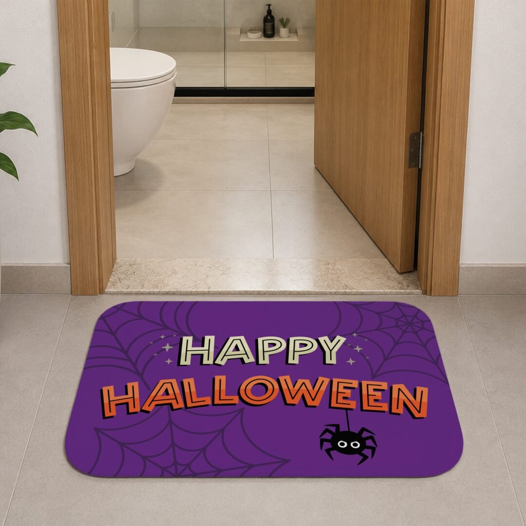 Tapete de Porta 60x40cm - Happy Halloween - Roxo