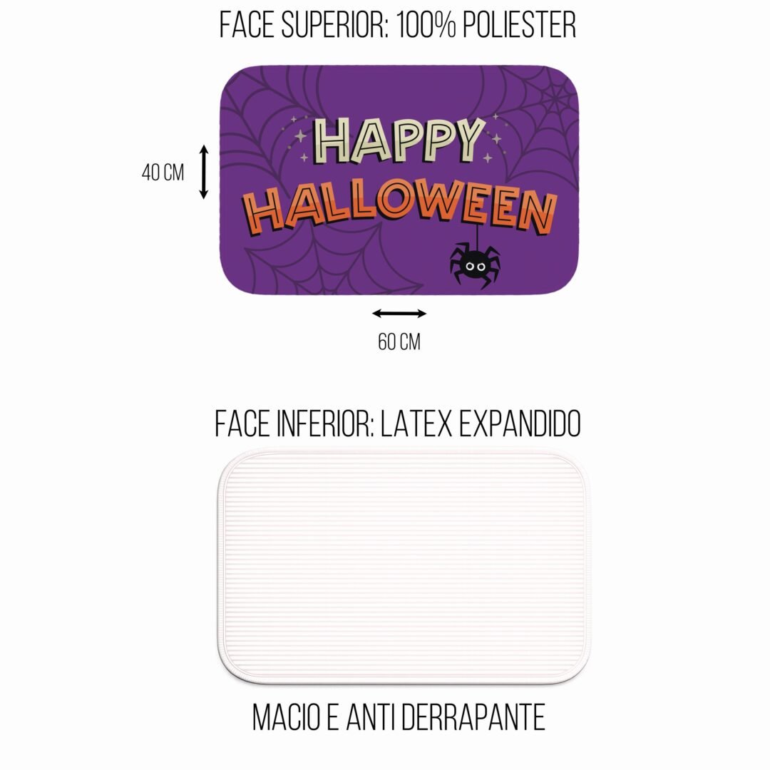 Tapete de Porta 60x40cm - Happy Halloween - Roxo