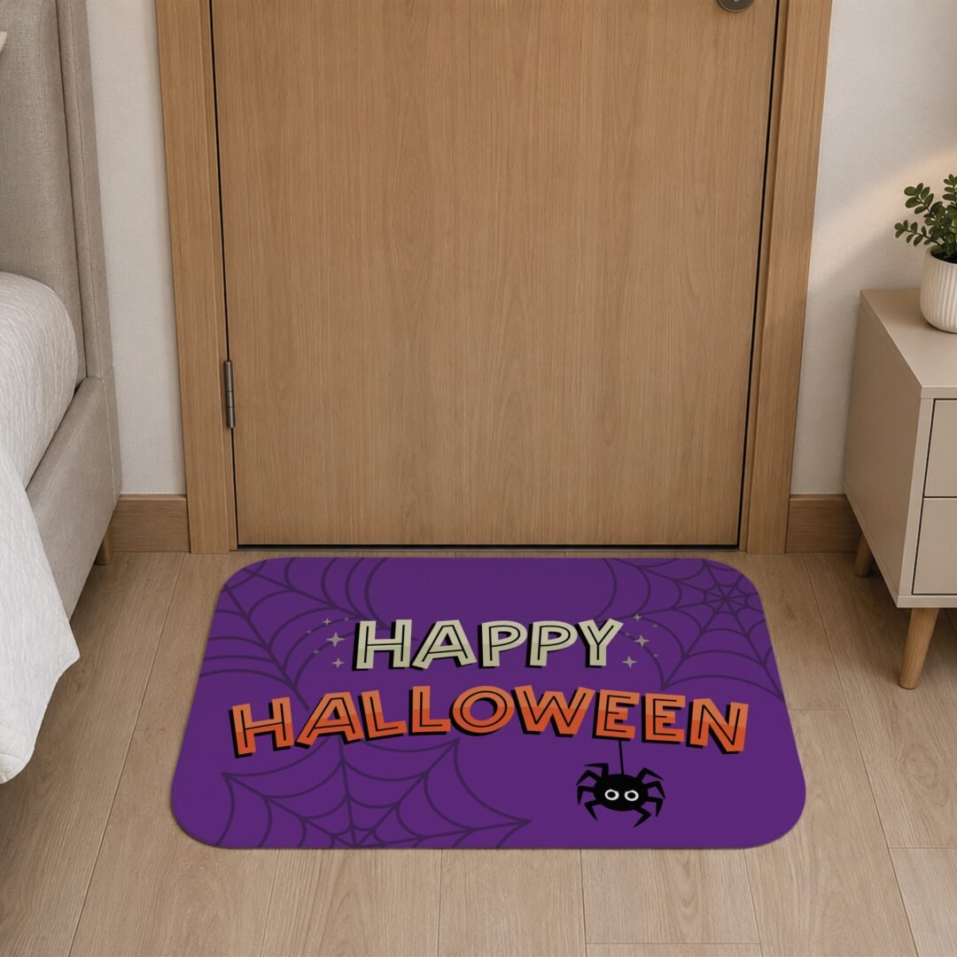 Tapete de Porta 60x40cm - Happy Halloween - Roxo