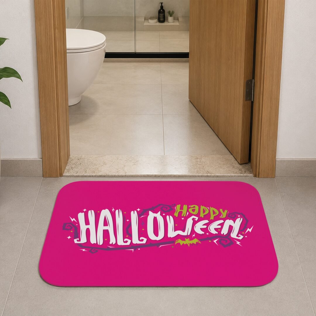 Tapete de Porta 60x40cm - Happy Halloween - Rosa