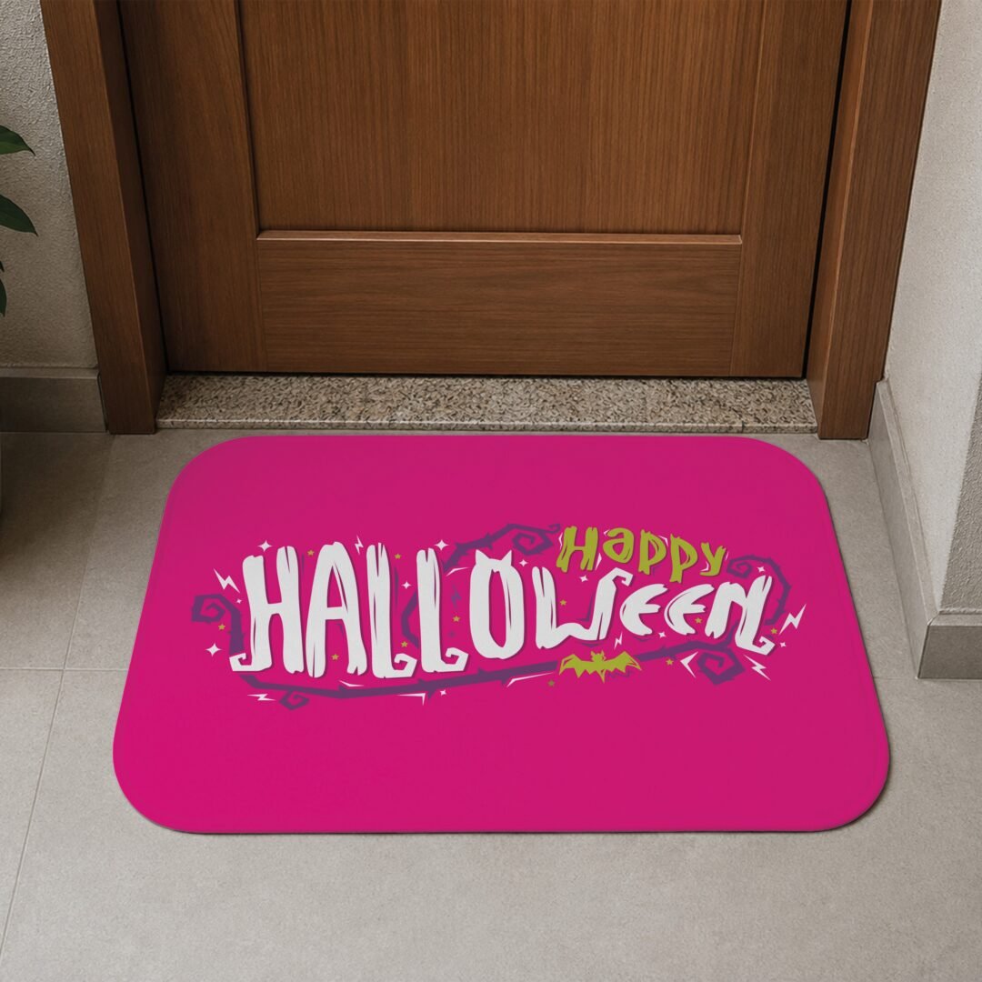Tapete de Porta 60x40cm - Happy Halloween - Rosa