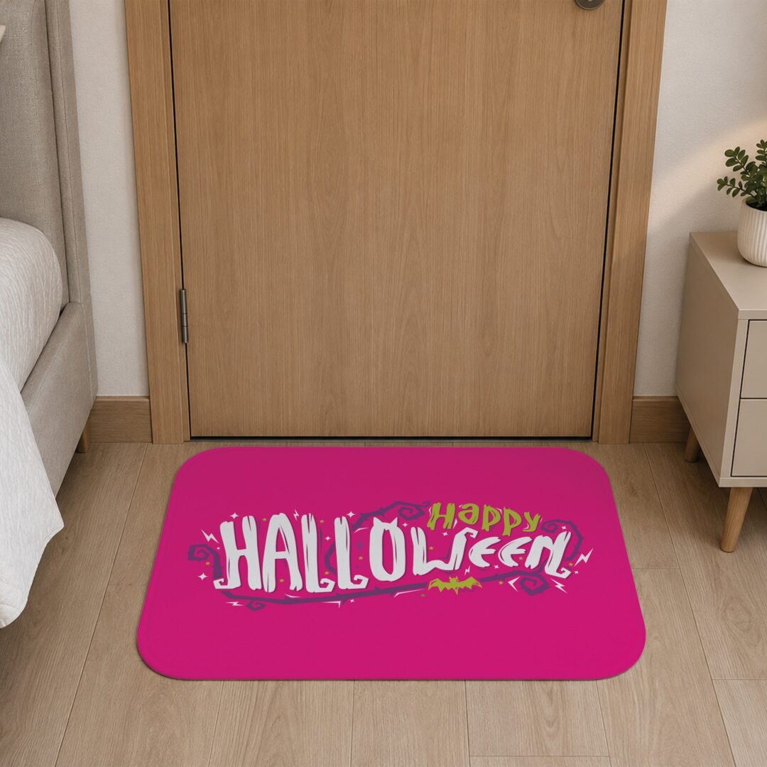 Tapete de Porta 60x40cm - Happy Halloween - Rosa
