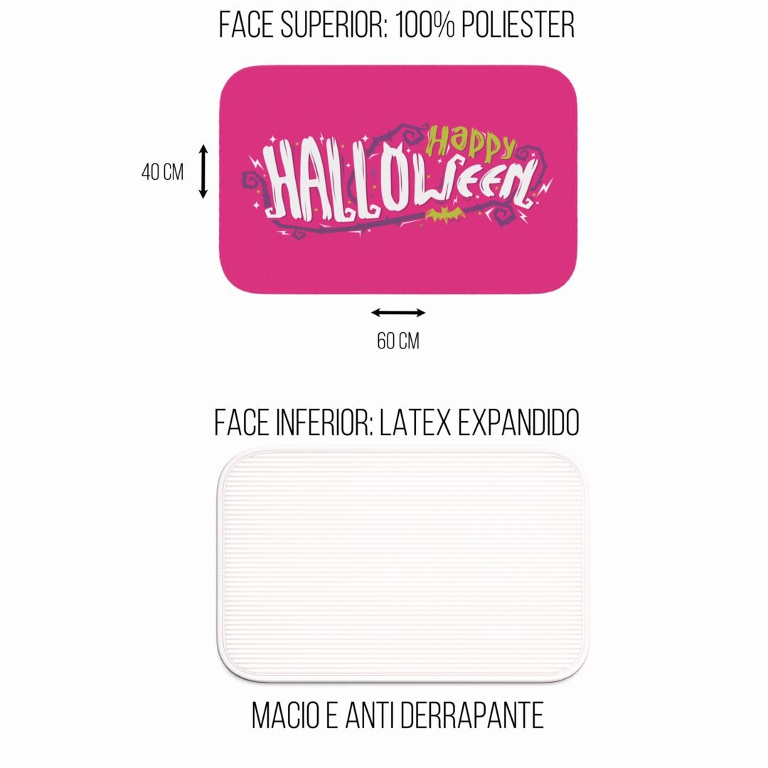Tapete de Porta 60x40cm - Happy Halloween - Rosa