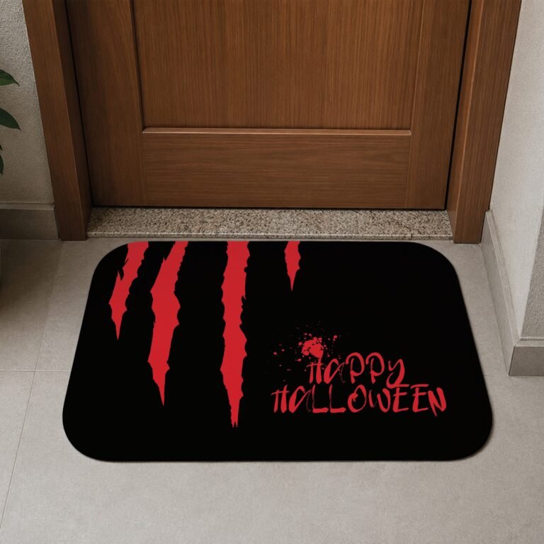 Tapete de Porta 60x40cm – Happy Halloween – Preto e Vermelho
